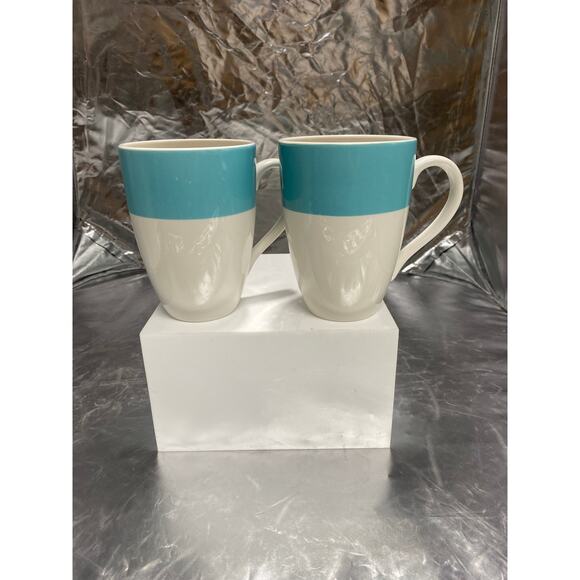 Lenox Continental Dining Coffee Mug Aqua Set of 2 - Picture 1 of 4